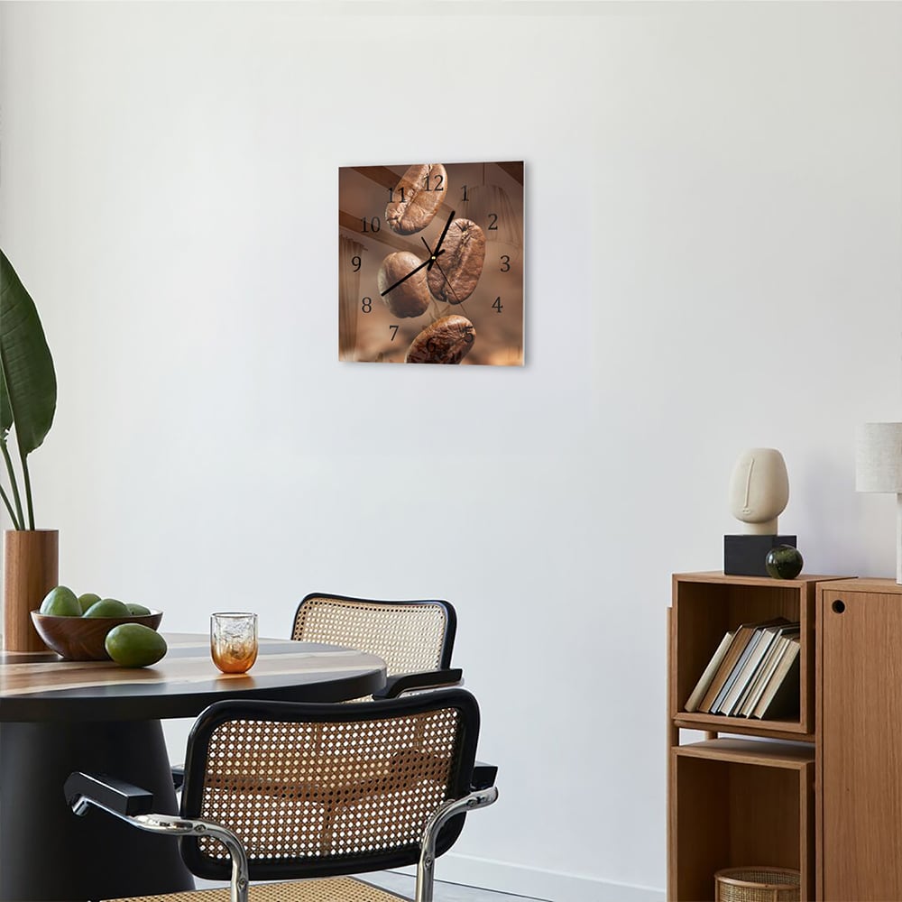 Wanduhr 30x30 - Kaffeebohnen Nahaufnahme