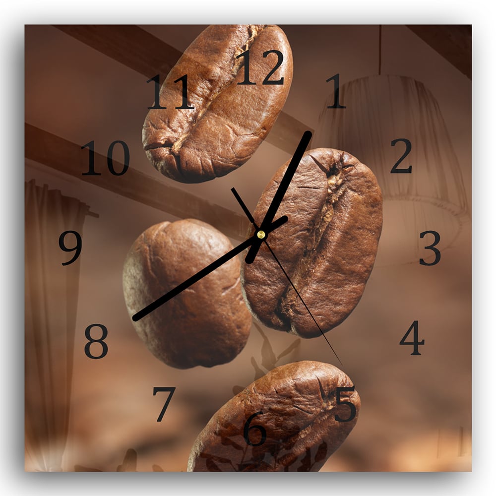 Wanduhr 30x30 - Kaffeebohnen Nahaufnahme