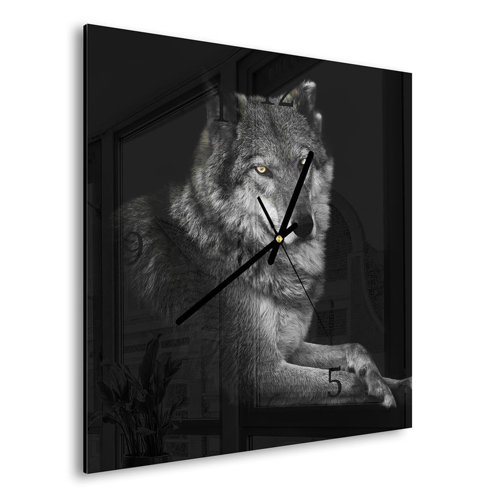 Wanduhr 30x30 - Weiblicher Wolf