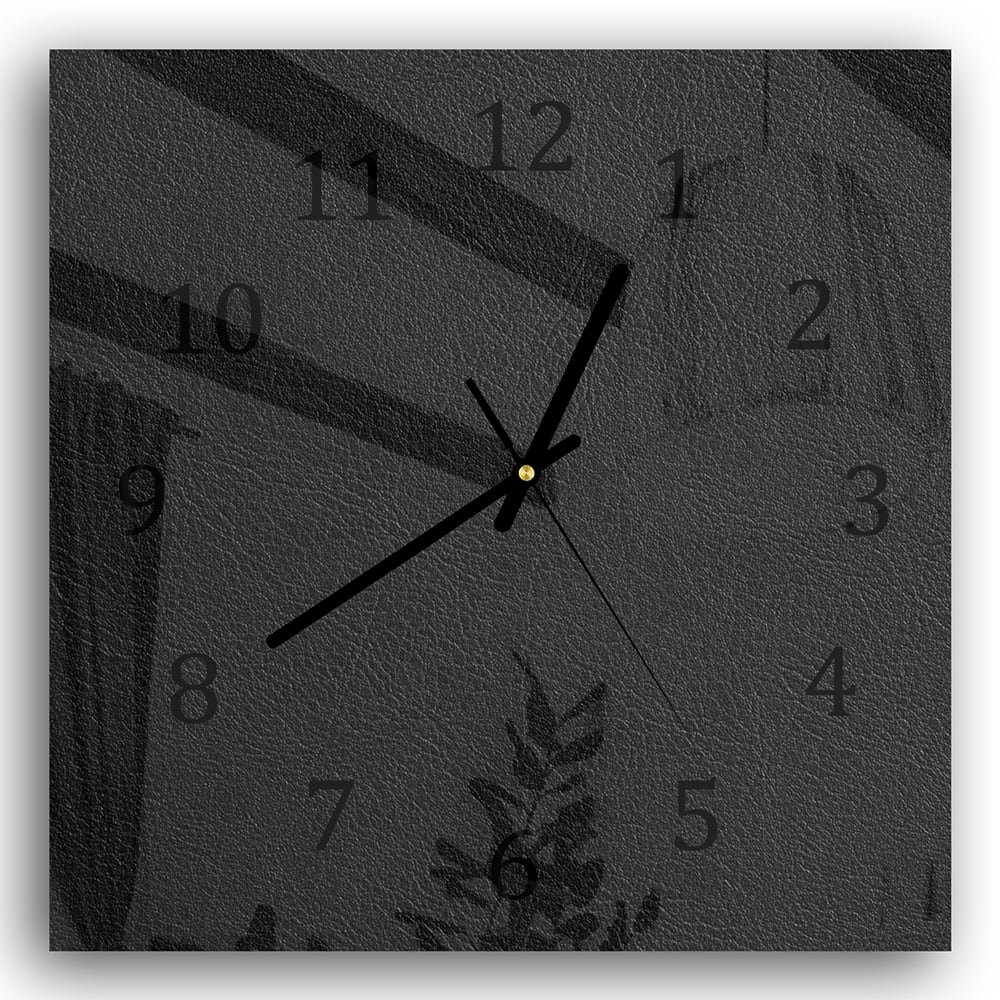 Wanduhr 30x30 - Schwarze Leder-Textur