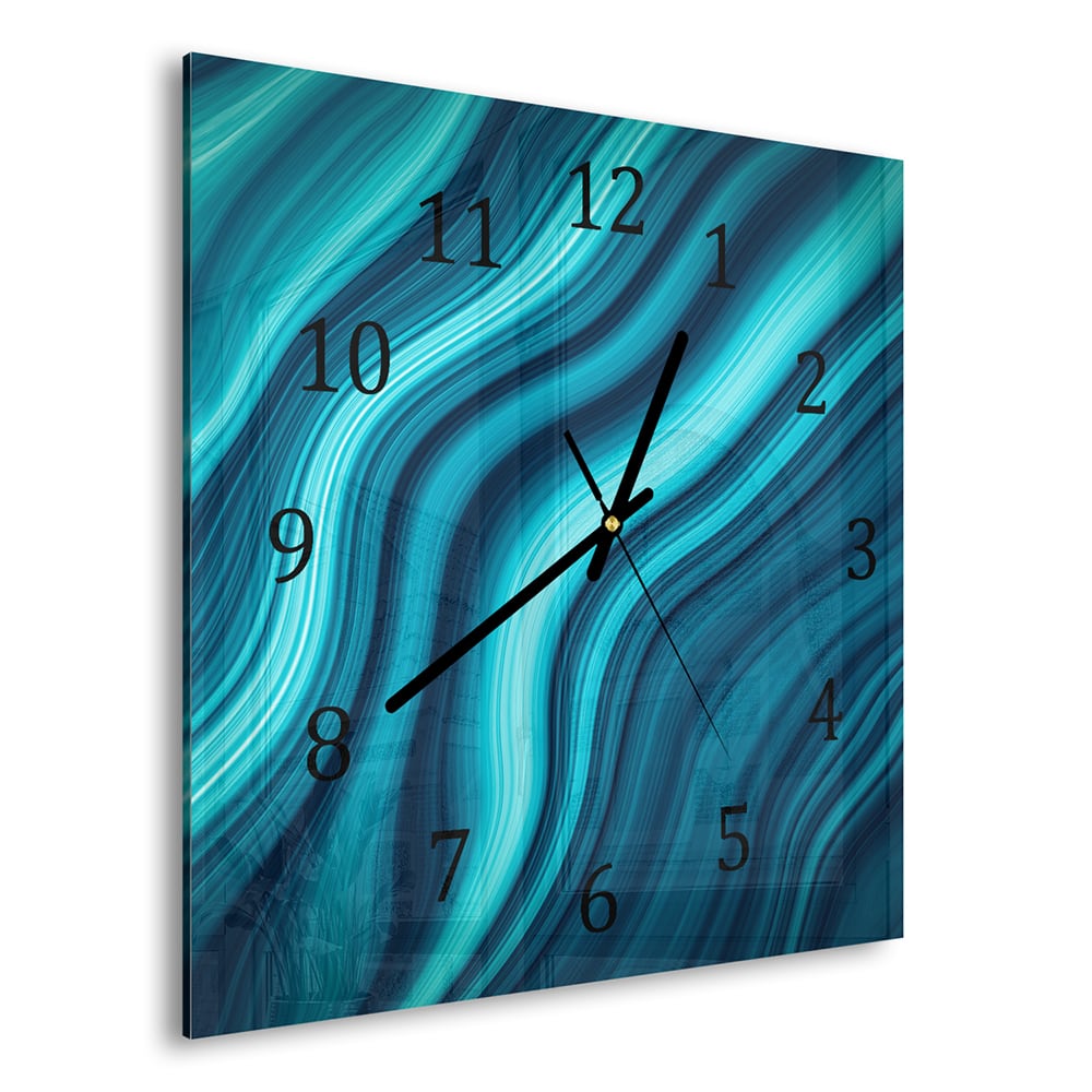 Wanduhr 30x30 - Blaue Marmor-Tinte-Textur