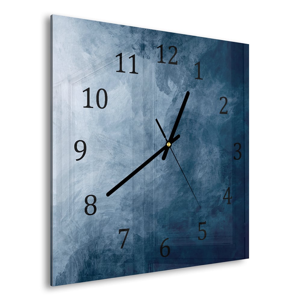 Wanduhr 30x30 - Blaue Aquarell-Textur