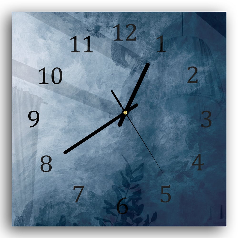 Wanduhr 30x30 - Blaue Aquarell-Textur