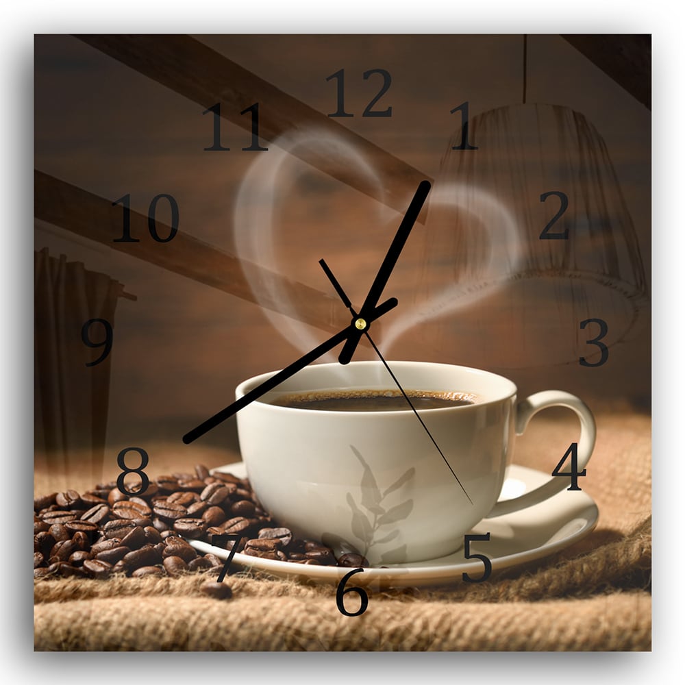 Wanduhr 30x30 - Kaffee mit Herz