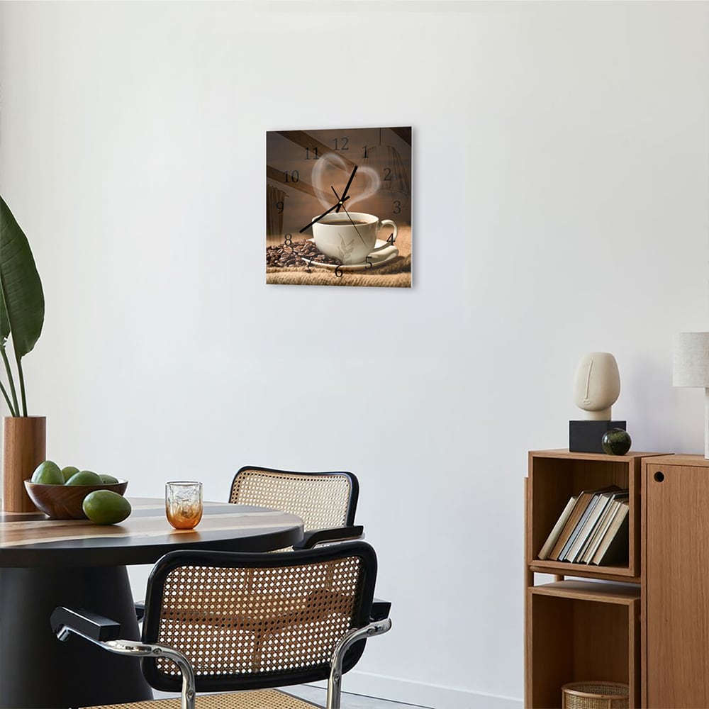 Wanduhr 30x30 - Kaffee mit Herz