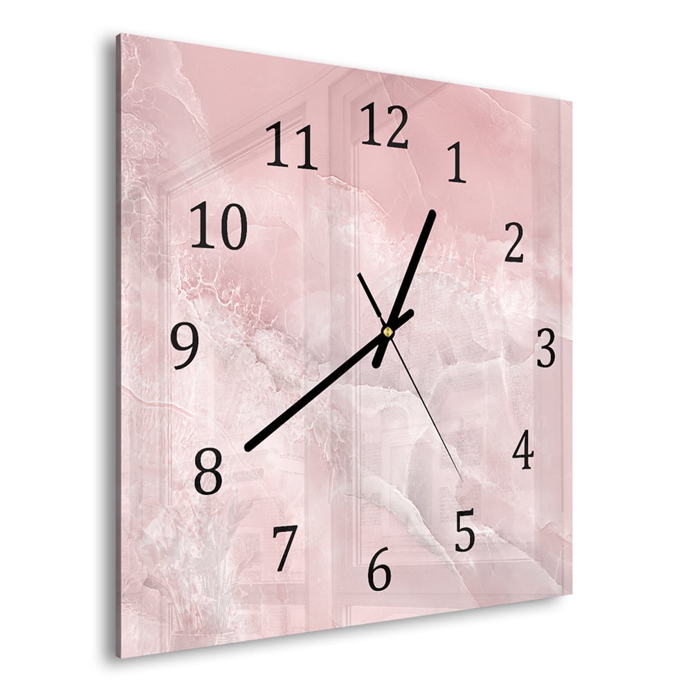 Wanduhr 30x30 - Hellrosa Marmor