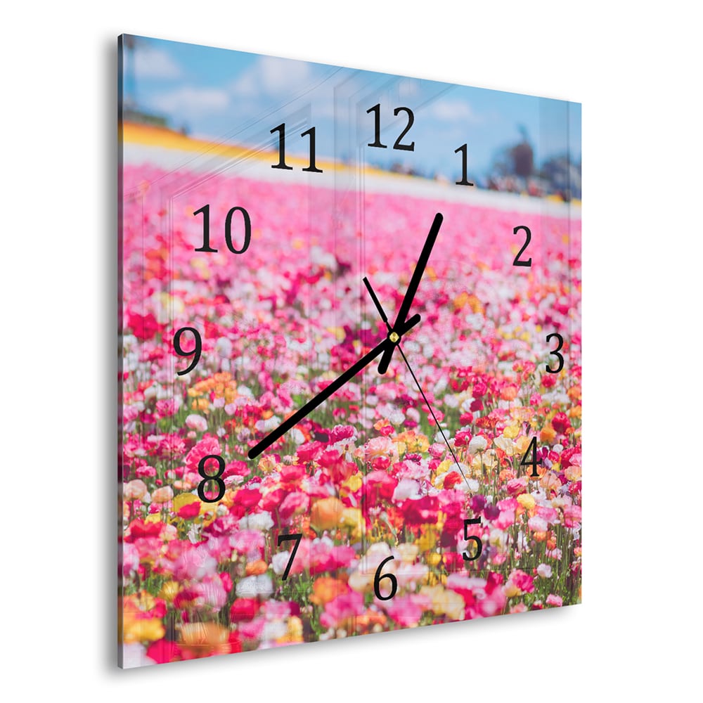 Wanduhr 30x30 - Meer aus Blumen