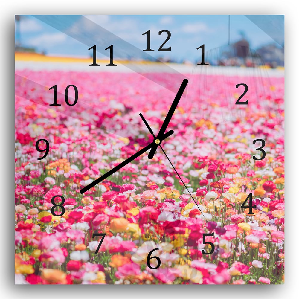 Wanduhr 30x30 - Meer aus Blumen