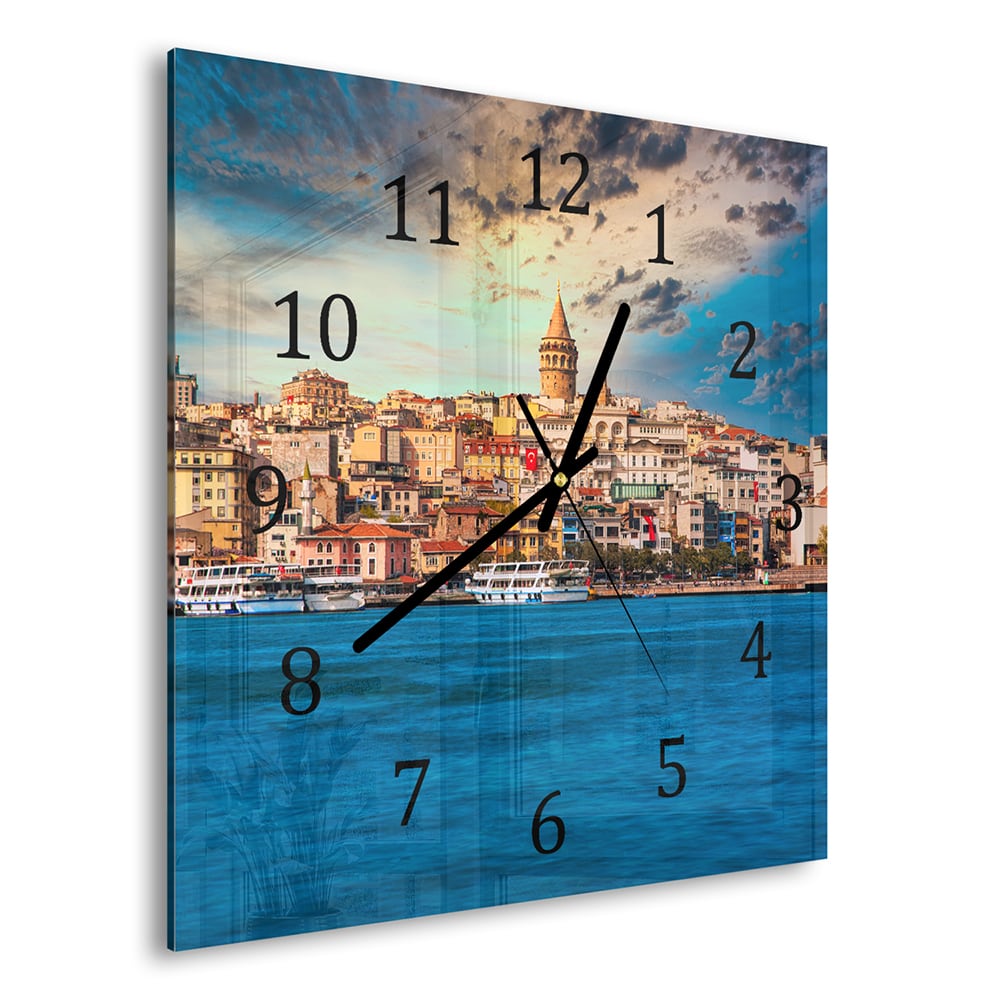 Wanduhr 30x30 - Galataturm in Istanbul