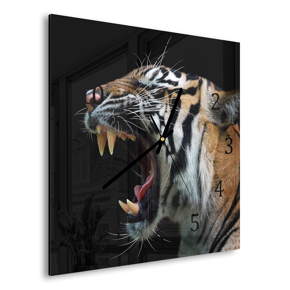 Wanduhr 30x30 - Kopf des Sumatra-Tigers