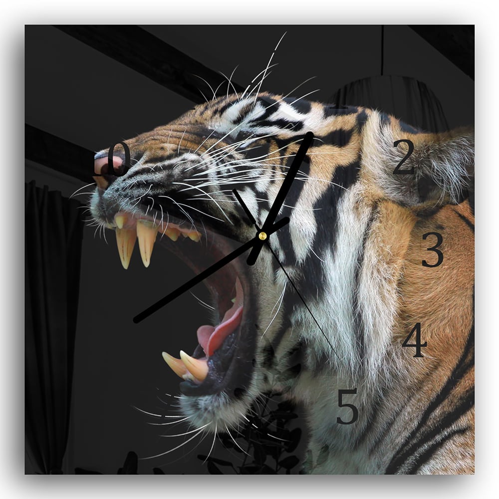 Wanduhr 30x30 - Kopf des Sumatra-Tigers