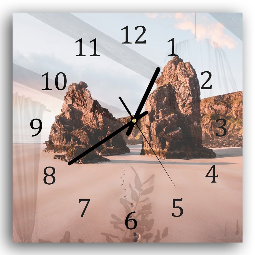 Wanduhr 30x30 - Felsen am Strand