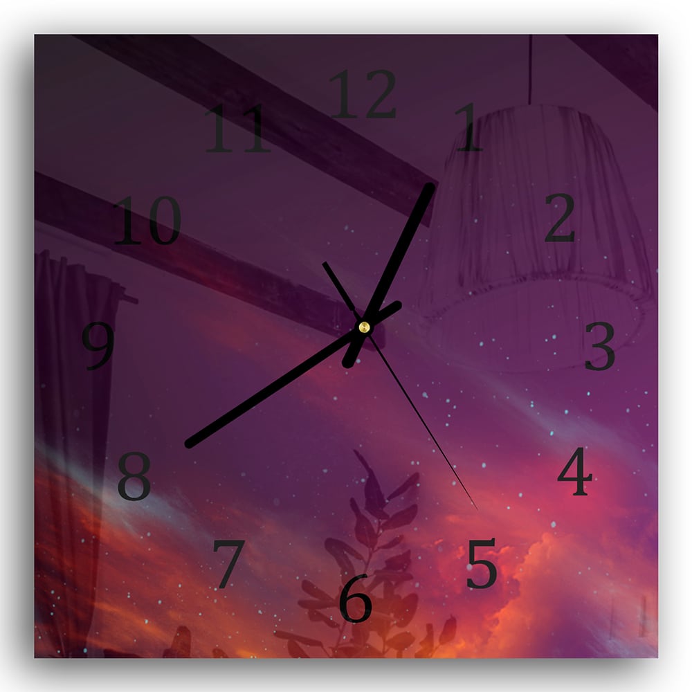 Wanduhr 30x30 - Roter Weltraumhintergrund