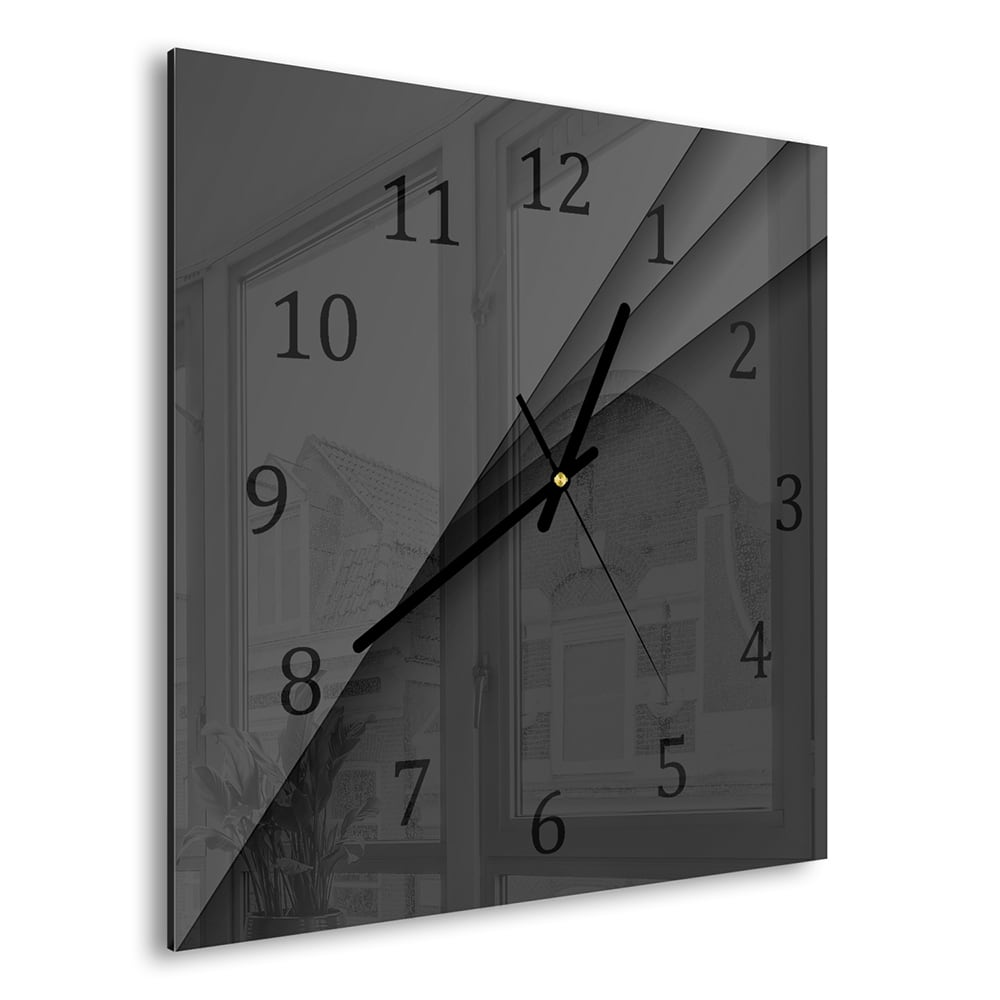 Wanduhr 30x30 - Schwarz mit Tiefe