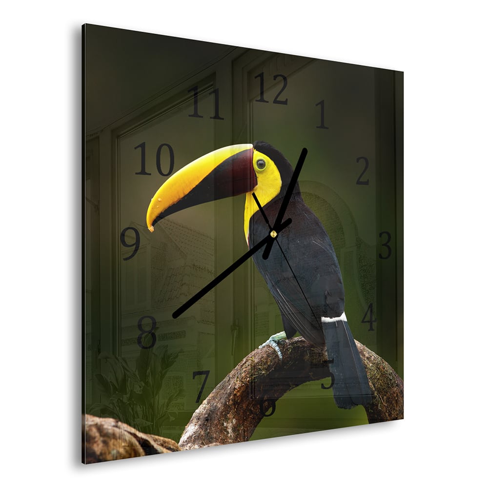 Wanduhr 30x30 - Tropischer Vogel