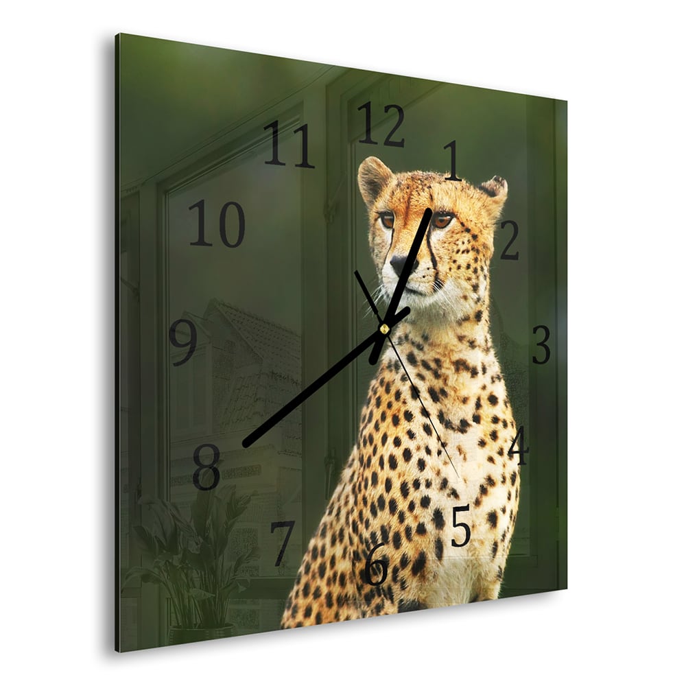 Wanduhr 30x30 - Wilder Gepard