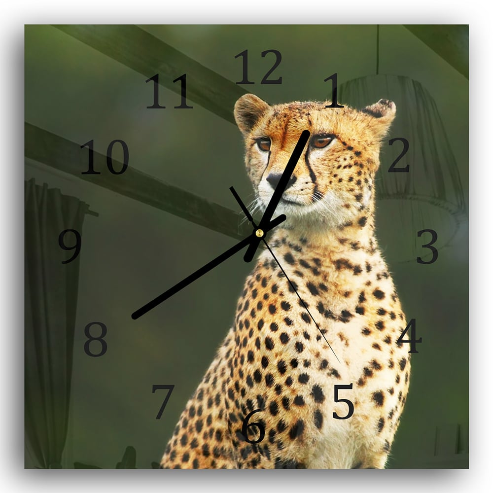 Wanduhr 30x30 - Wilder Gepard