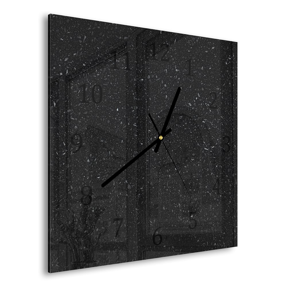 Wanduhr 30x30 - Schwarze Kieselsteine