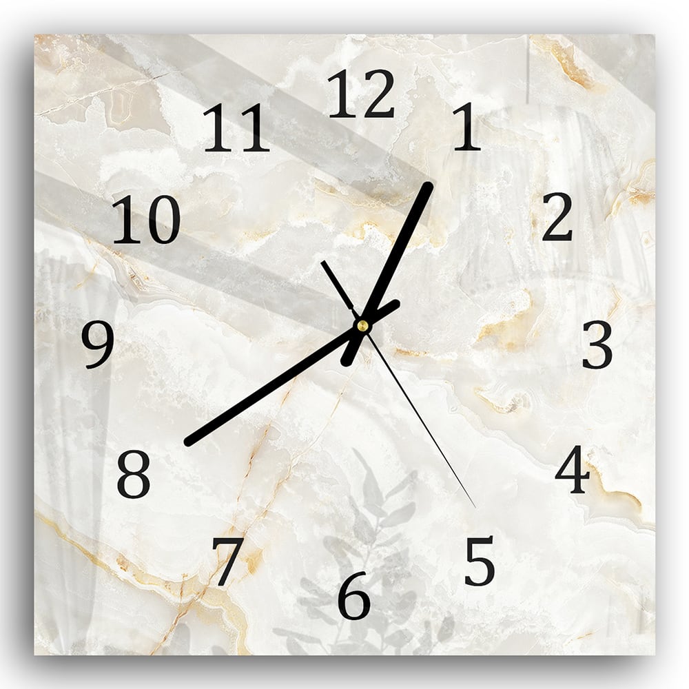 Wanduhr 30x30 - Weißgold-Marmor