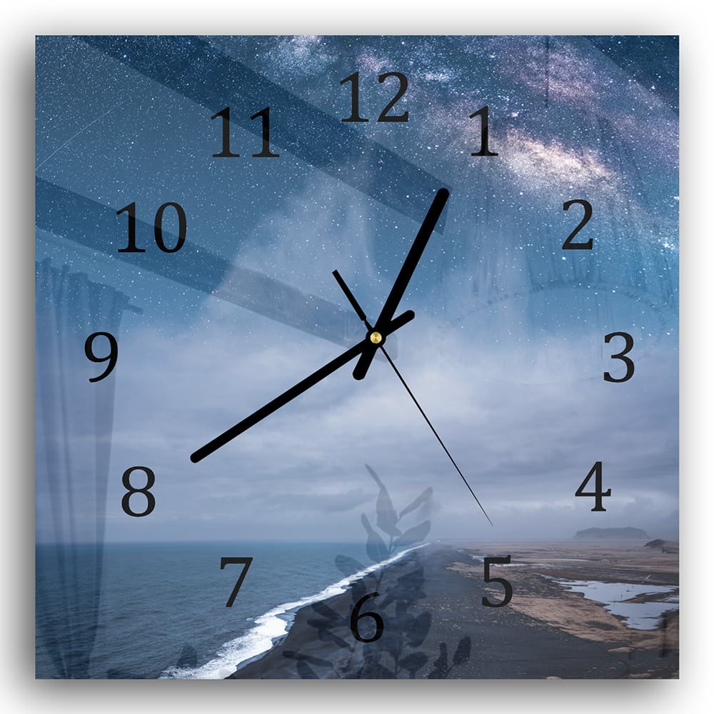 Wanduhr 30x30 - Milchstraße über dem Strand