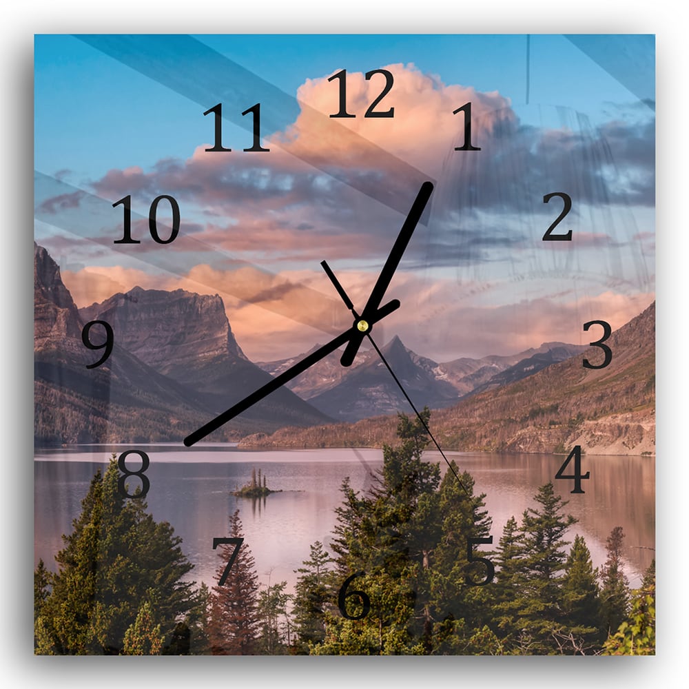 Wanduhr 30x30 - See in den Rocky Mountains