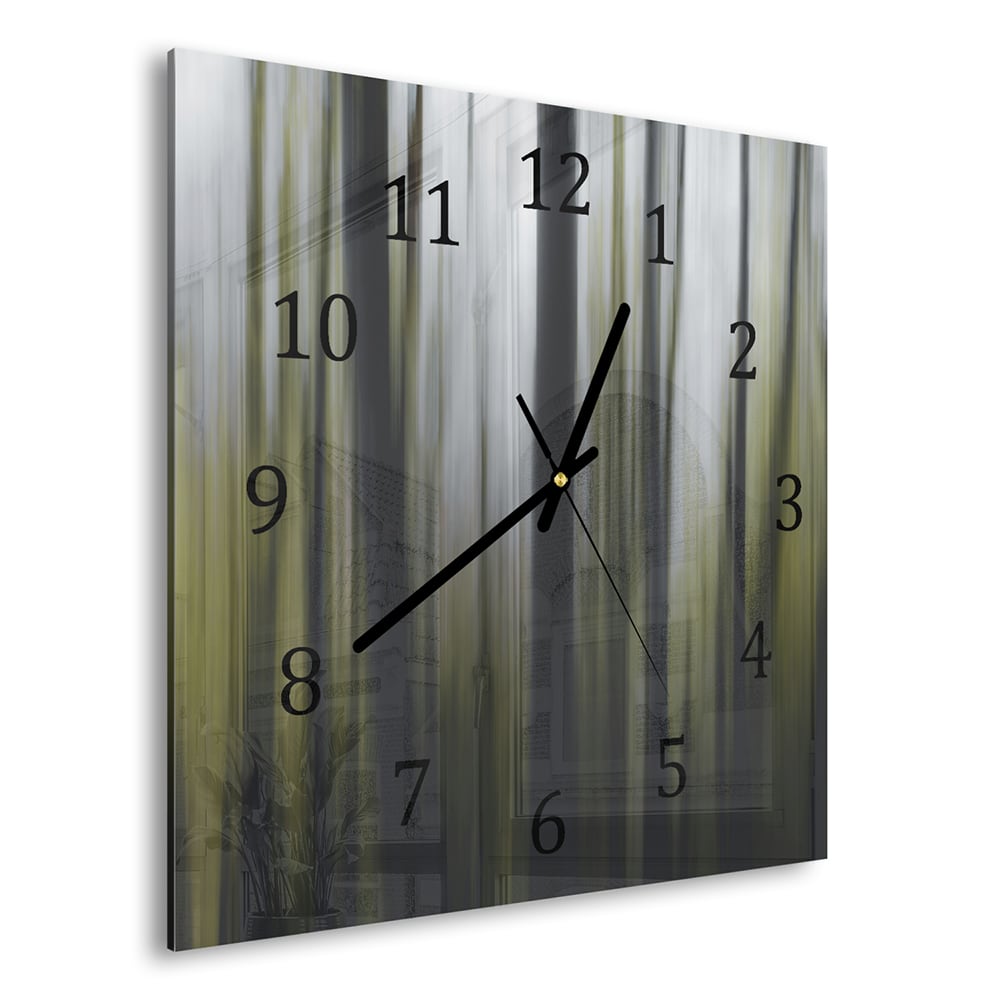 Wanduhr 30x30 - Abstrakte Waldlandschaft