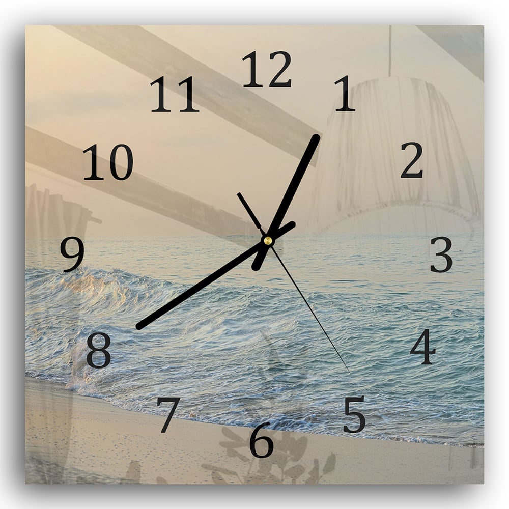 Wanduhr 30x30 - Wellenender Ozean