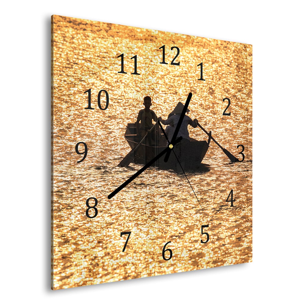 Wanduhr 30x30 - Segeln bei Sonnenuntergang