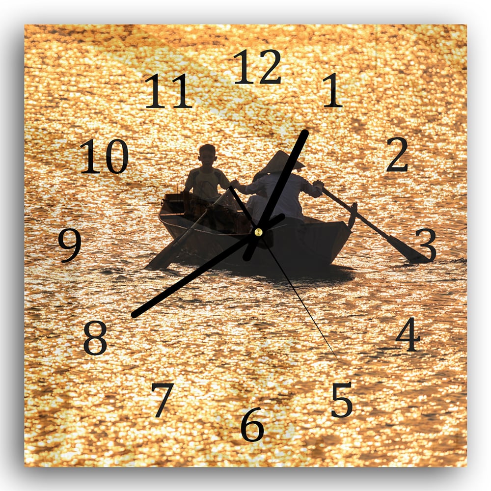 Wanduhr 30x30 - Segeln bei Sonnenuntergang