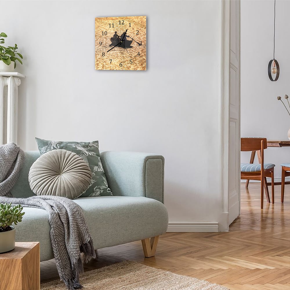 Wanduhr 30x30 - Segeln bei Sonnenuntergang