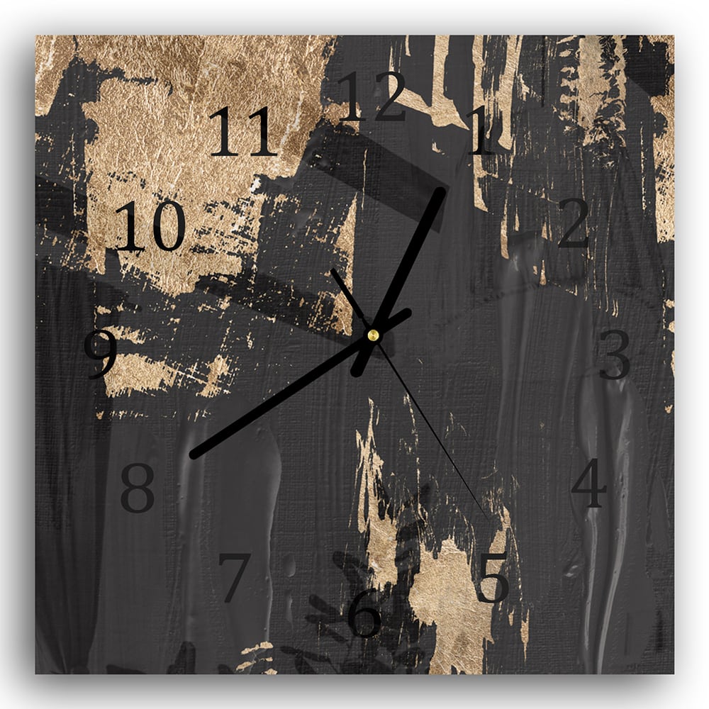 Wanduhr 30x30 - Schwarz-Goldene Ölkünste