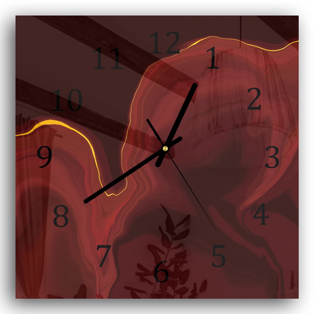 Wanduhr 30x30 - Luxuriöser roter Marmor