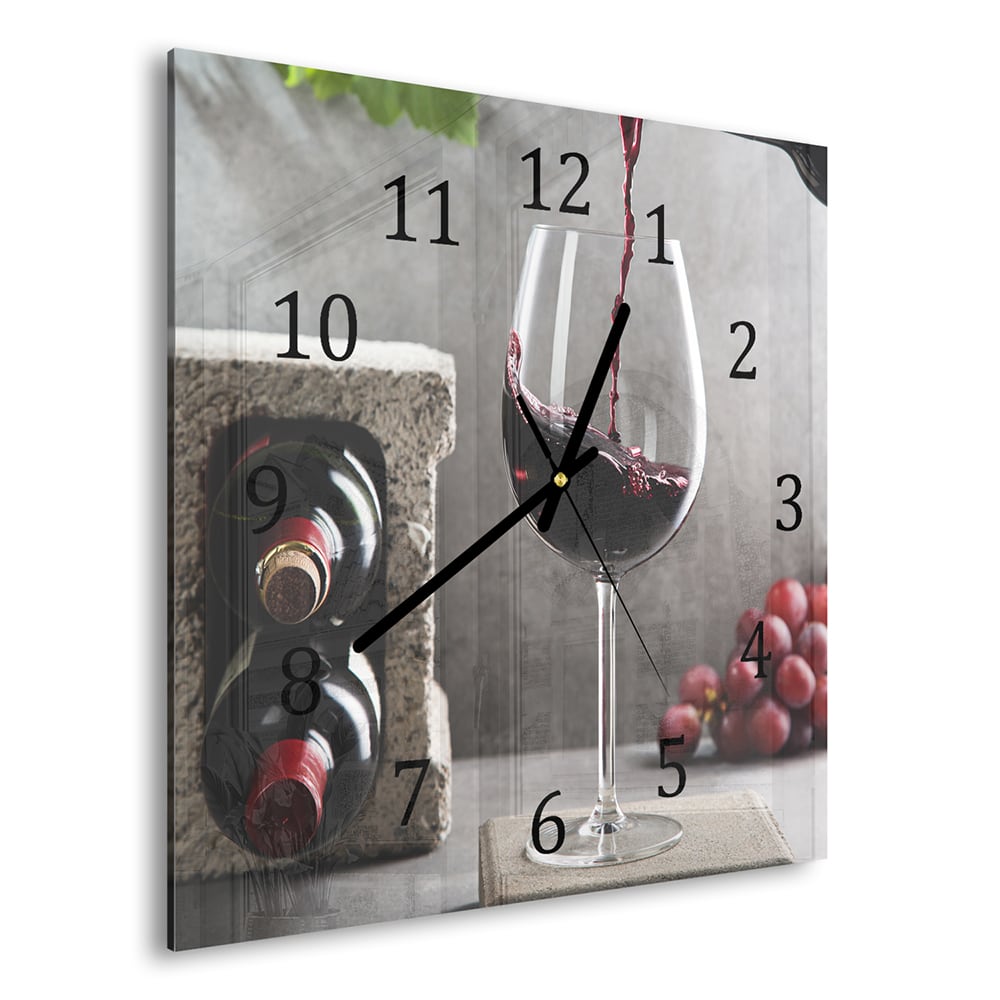 Wanduhr 30x30 - Wein einschenken