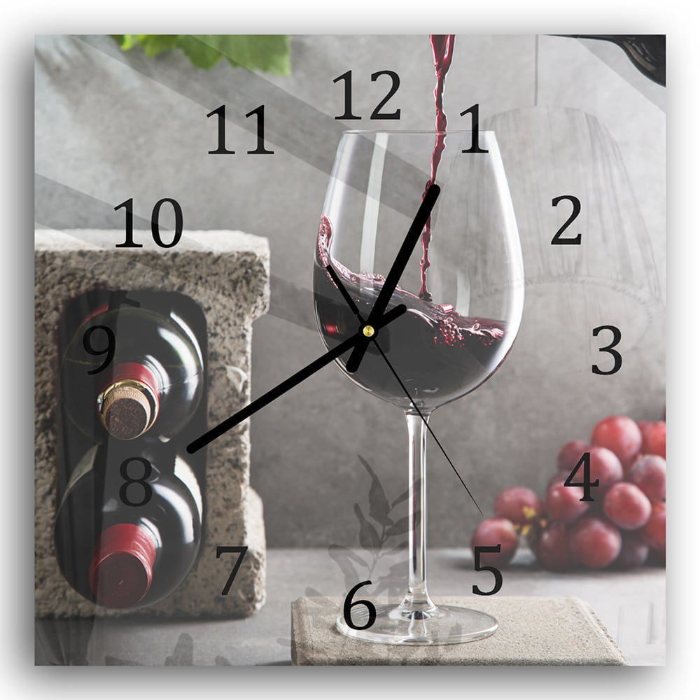 Wanduhr 30x30 - Wein einschenken