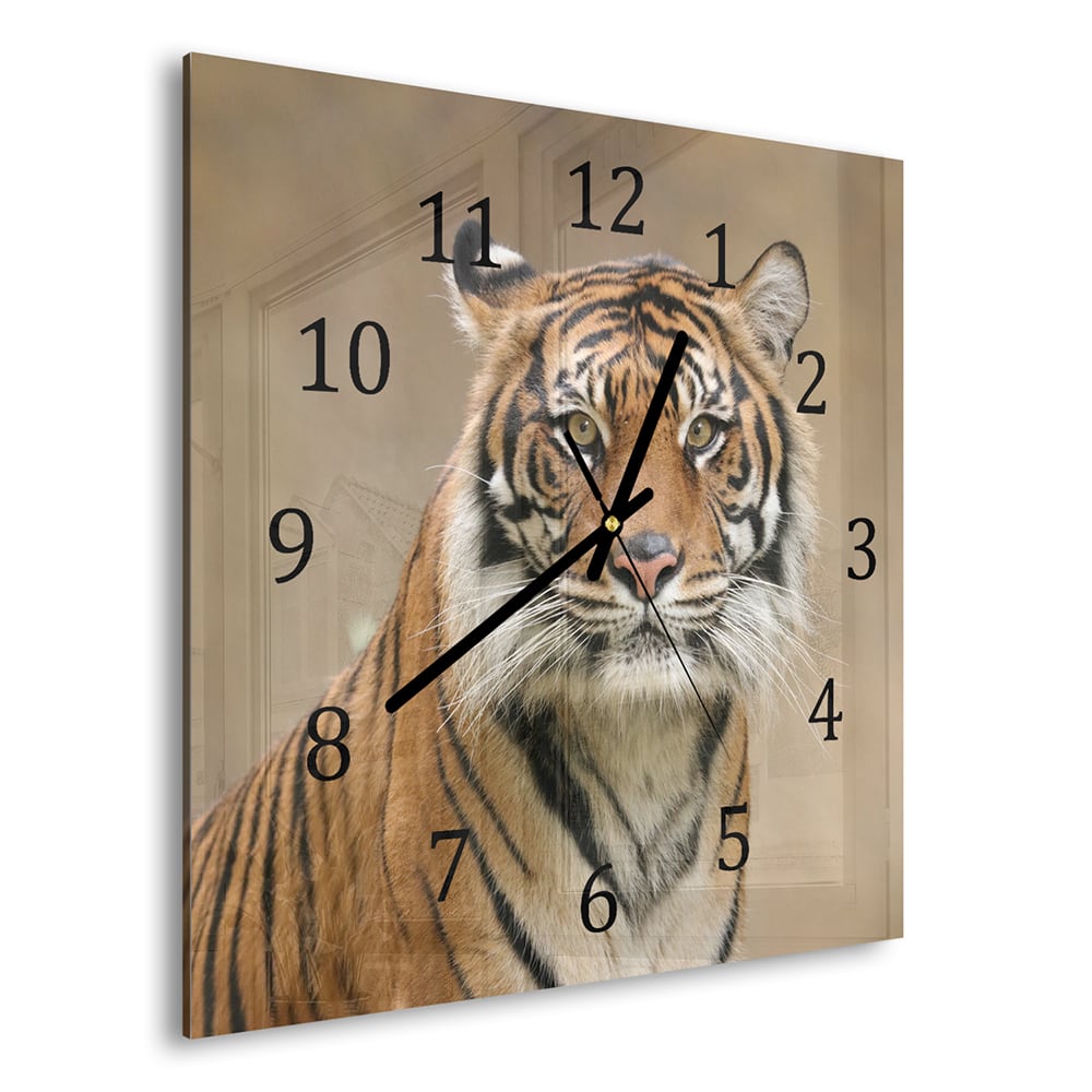 Wanduhr 30x30 - Tiger im Dschungel