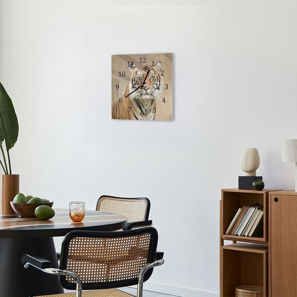 Wanduhr 30x30 - Tiger im Dschungel