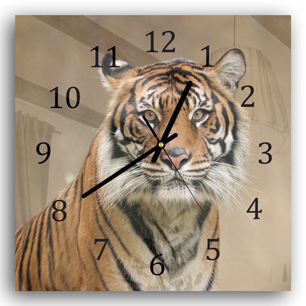 Wanduhr 30x30 - Tiger im Dschungel