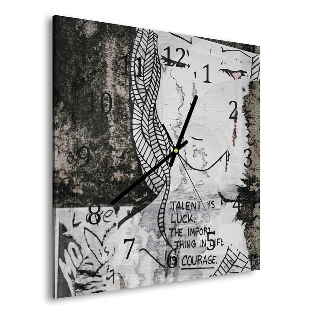 Wanduhr 30x30 - Zitat auf Wandkunst