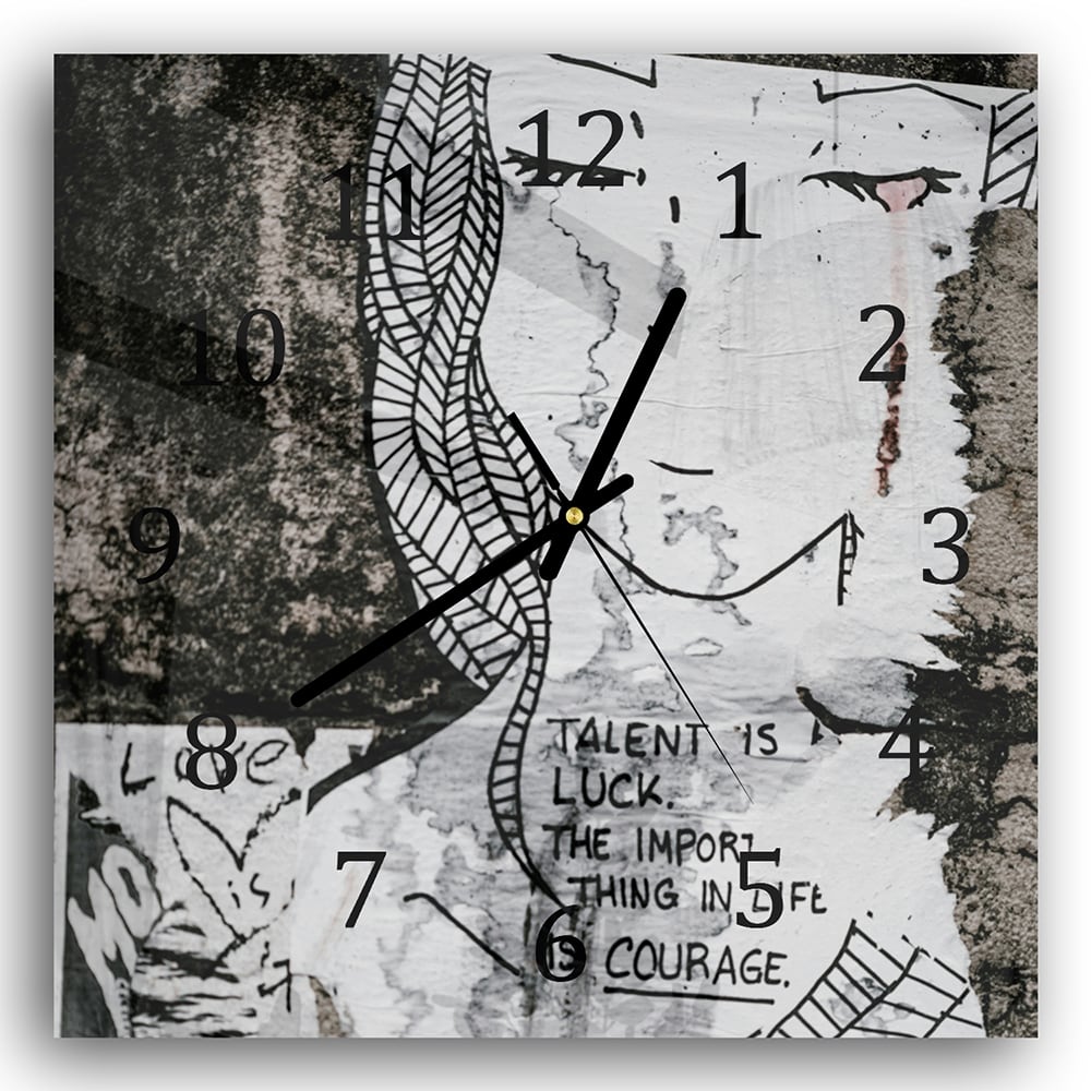 Wanduhr 30x30 - Zitat auf Wandkunst
