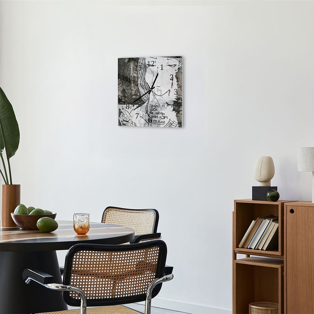 Wanduhr 30x30 - Zitat auf Wandkunst