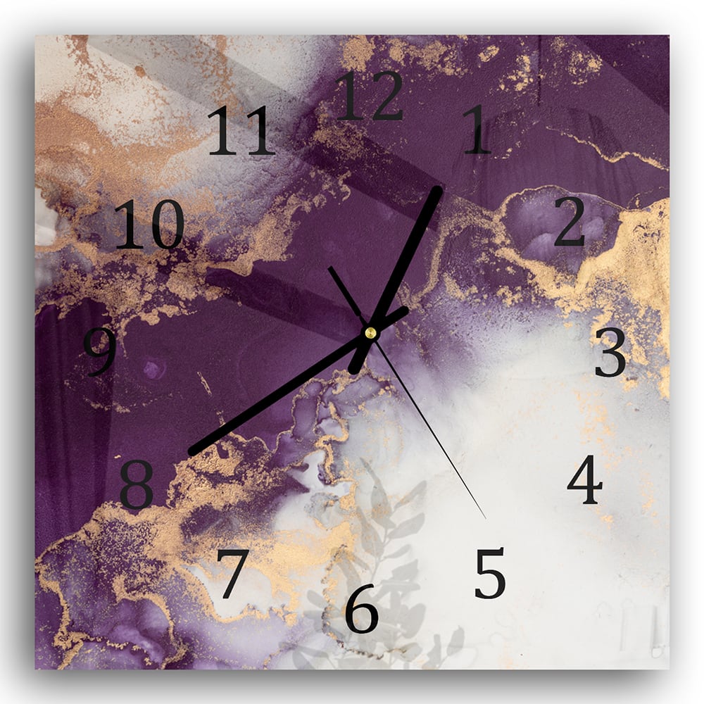 Wanduhr 30x30 - Luxuriöser Rot-Gold-Marmor