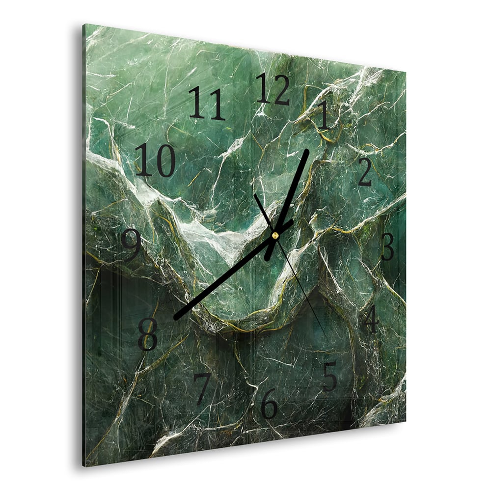 Wanduhr 30x30 - Luxuriöser grüner Marmor