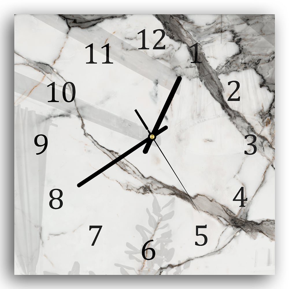 Wanduhr 30x30 - Weiß-grauer Marmor