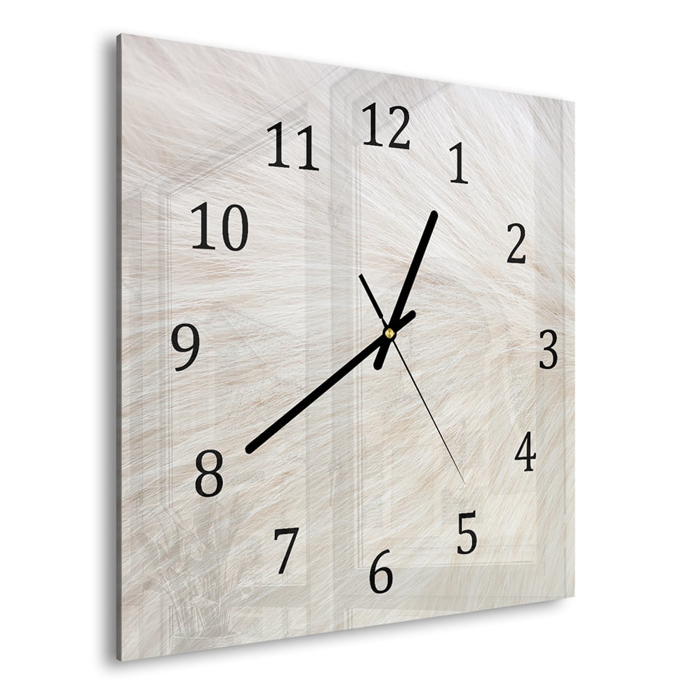 Wanduhr 30x30 - Weißes Fell