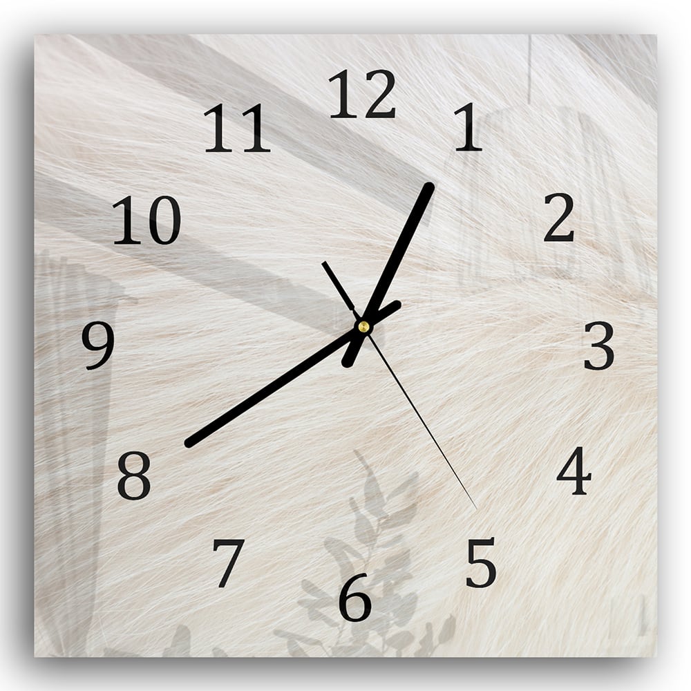 Wanduhr 30x30 - Weißes Fell