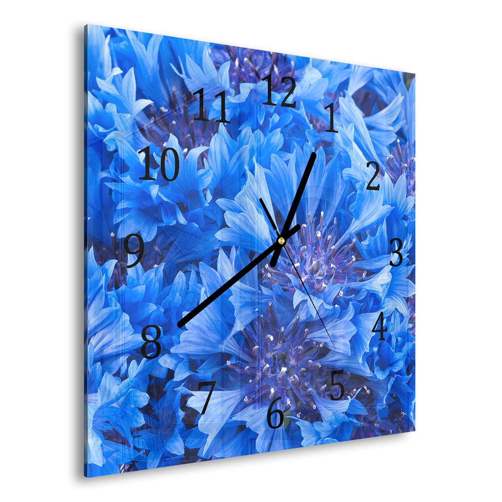 Wanduhr 30x30 - Blaue Kornblume