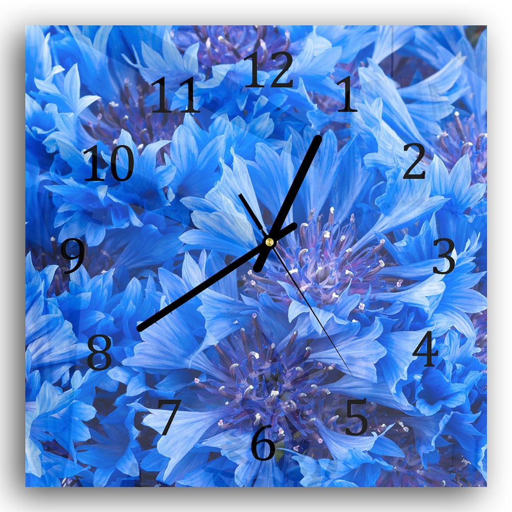 Wanduhr 30x30 - Blaue Kornblume