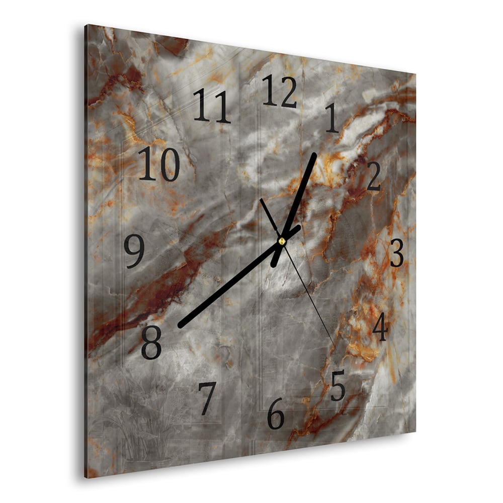 Wanduhr 30x30 - Rostroter Marmor