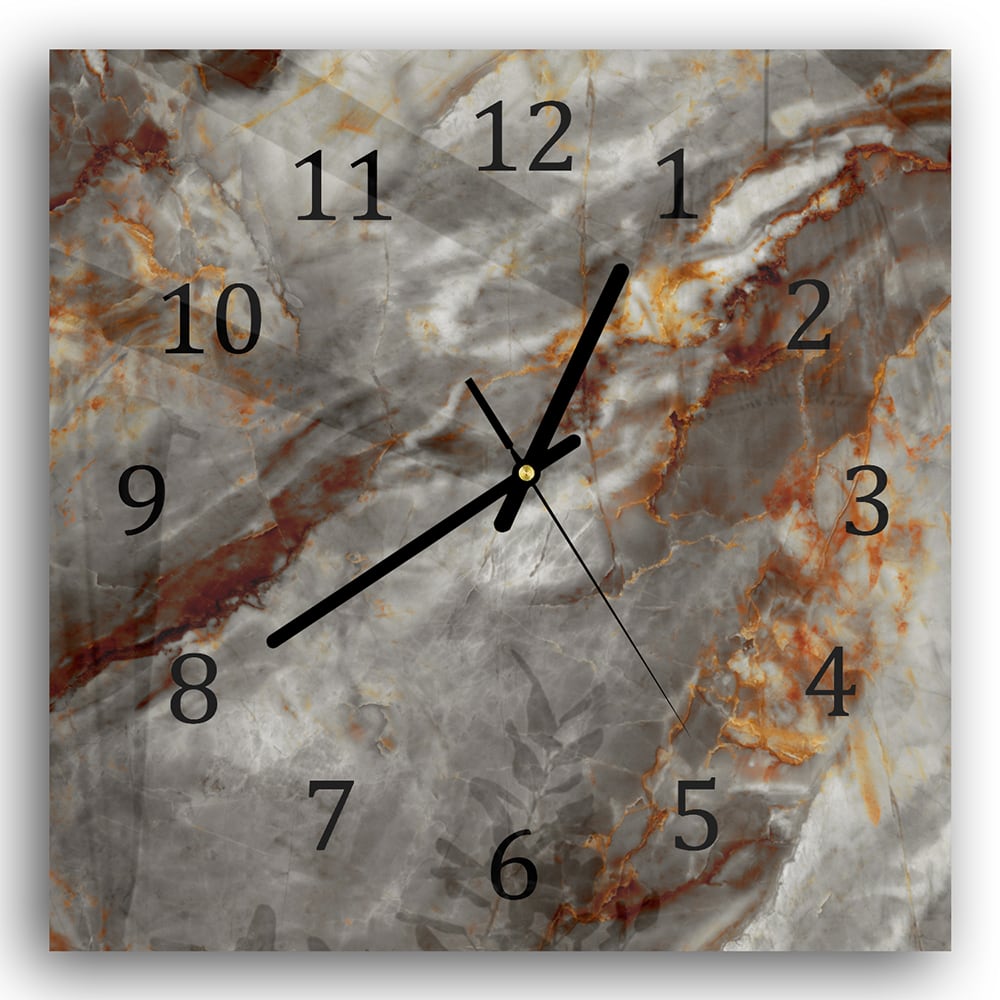 Wanduhr 30x30 - Rostroter Marmor