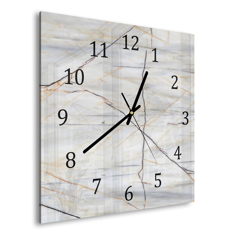 Wanduhr 30x30 - Natur-Marmor